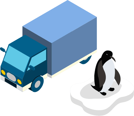 Illustrazione furgone pinguino