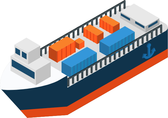 Illustrazione nave cargo container