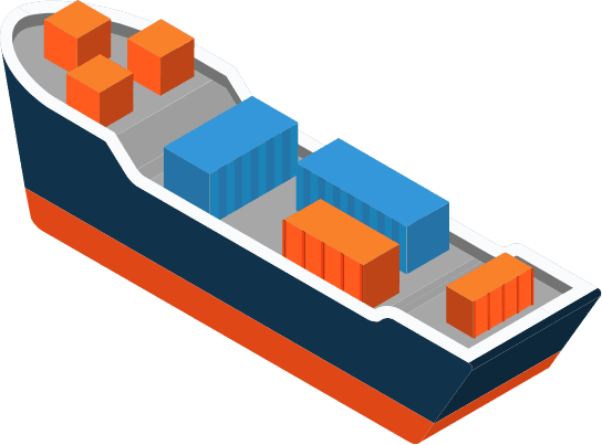 Illustrazione nave cargo container